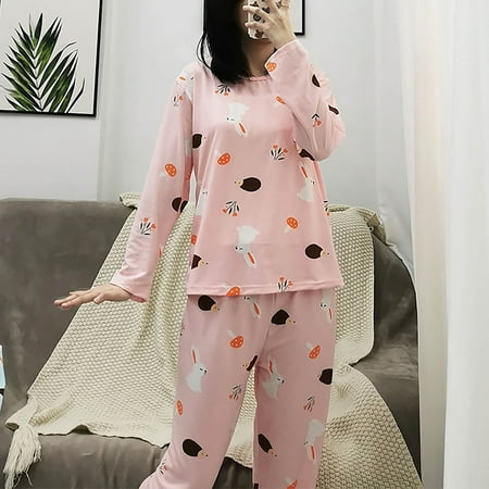 

Daqian Plus Size Womens Pajamas Clearance Women s Fashion Loose Suit Thin Cute Cartoon Casual Homewear Pajamas for Women Clearance Pink 8(M)