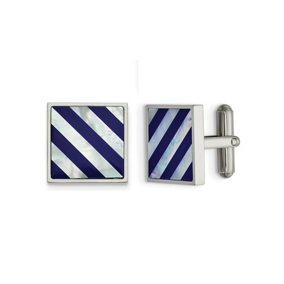 Gem & Harmony Mens Mother of Pearl Striped Cuff Links in Stainless Steel for Men
