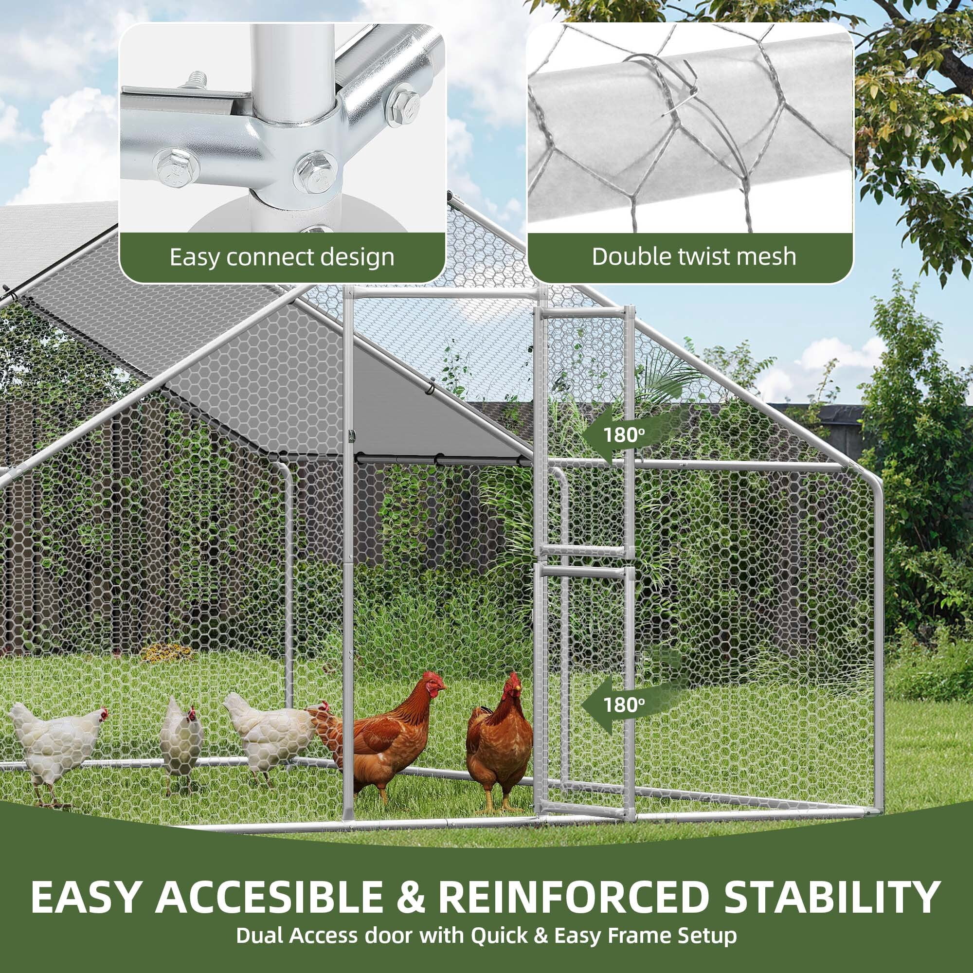 Uforic 13.1 x 9.8 x 6.4 ft ( 157.48" x 118" x 76.8" ) Outdoor Dog Kennel Outside Large Heavy Duty Shade Dog Pen Playpen Pet Dog Enclosure Crate Dog Run House with Anti-UV Cover