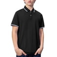 thumbnail image 4 of KAUOD Short Sleeve Polo Shirts for Boys School 𝗨niform Striped Loose Fit Pullover Tops Trendy Casual Preppy Shirt, 4 of 8