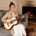 thumbnail image 4 of SuperDeal 38-Inch Round Shoulder Acoustic Guitar Kit 6 Strings Full Size Classic Beginners Children Adults All-Solid Wood with Carrying Case, Strap, Tuner and Pick, Natural, 4 of 17