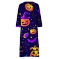 thumbnail image 4 of Fartey Maxi Dresses for Women 2025 Plus Size Halloween Pumpkin Print Dress Loose Flowy Irregular Layered Hem Dress Fashion Fall 3/4 Sleeve V Neck Festival Dresses with Button, 4 of 5