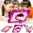 thumbnail image 4 of Dteck Case Compatible with iPad 10th Generaiton 10.9 inch 2022 Release,Shockproof Armor Heavy Duty Rubber Rugged Case 360 Rotating Kickstand Hand Strap Cover with Shoulder Strap,Rose+Pink, 4 of 9