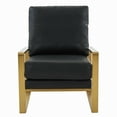 thumbnail image 4 of LeisureMod Jefferson Modern 3-Piece Living Room Set with 2 Leather Arm Chair and Round Coffee Table with Brushed Gold Frame (Black), 4 of 13