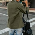 thumbnail image 2 of Ladies Snap Buttons Military Jacket Streetwear Fall Coat Long Sleeve Utility Jackets, 2 of 3