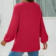 thumbnail image 4 of FRSASU Women Fall Waffle Sweater Knit V Neck Fashion Pullover Casual Long Sleeve Shirts Top Red, 4 of 7