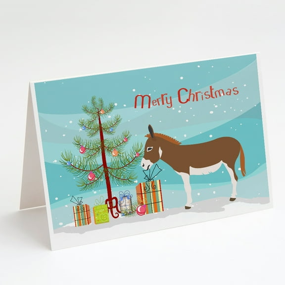Miniature Mediterranian Donkey Christmas Greeting Cards and Envelopes Pack of 8