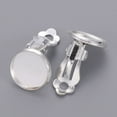 thumbnail image 2 of 10pc Flat Round Brass Clip-on Earring Settings Jewelry Findings Nickel Free Silver Color Plated 16x14mm Tray: 12mm, 2 of 2