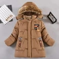 thumbnail image 7 of LYMAYTER Kids Boys Hooded Jacket Toddler Fleece Thicken Windbreaker Outerwear Baby Long Sleeves Parka Coats for 5-9+ Years, 7 of 7