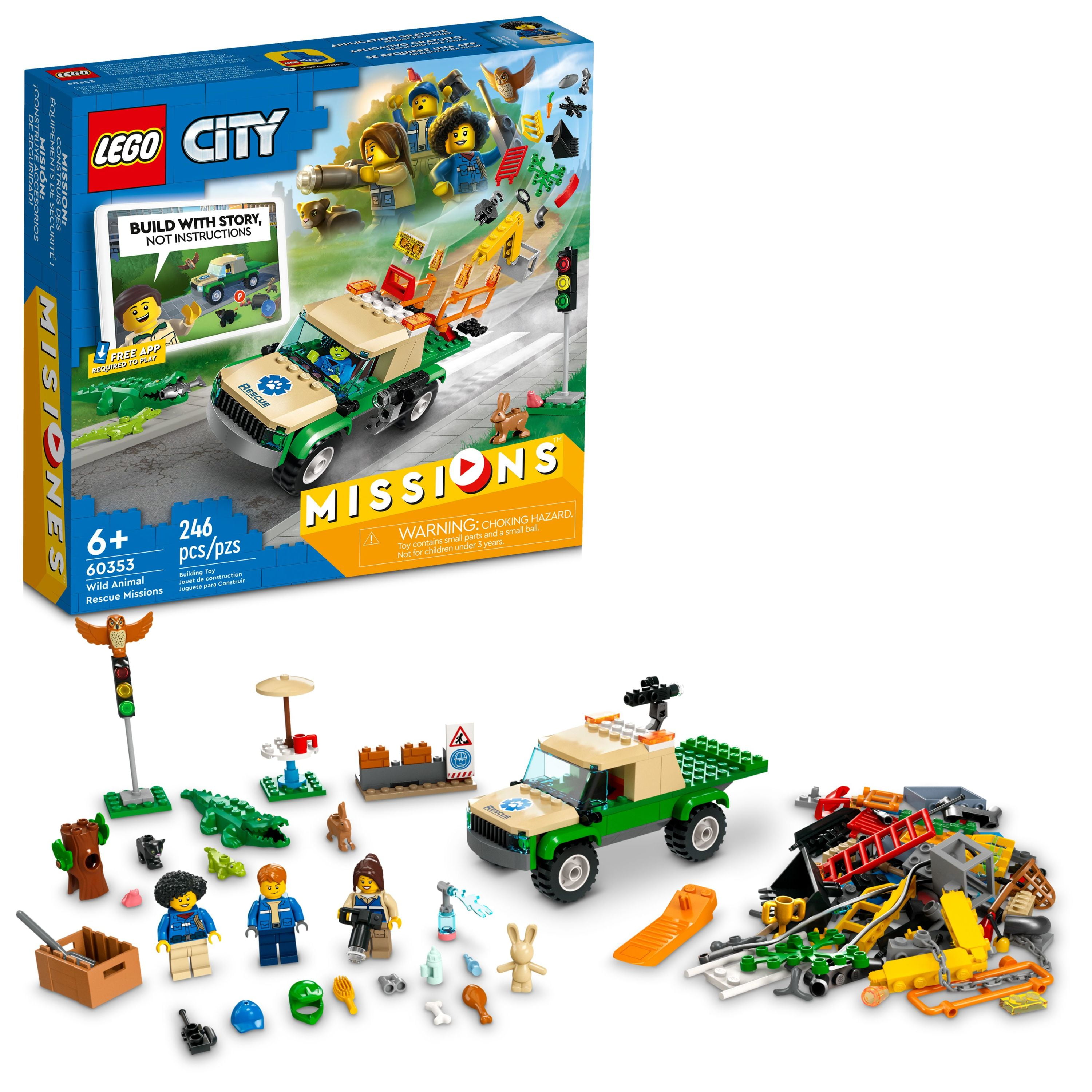 LEGO City Wild Animal Rescue Missions, 60353 with Truck Toy and Animals for  Kids, Interactive Digital Adventure Building Game with Bricks & 3  Minifigures 