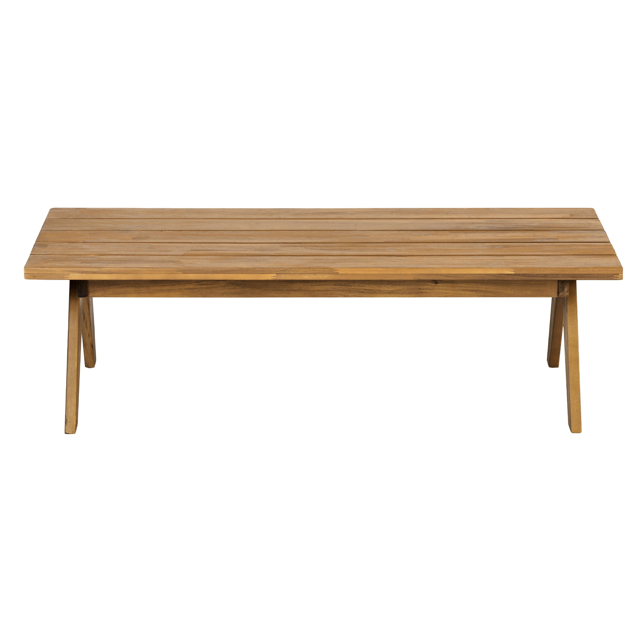Christopher Knight Home 42" Mid-Century Acacia Wood Coffee Table for Patios & Gardens, Slatted Top, Teak