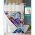 thumbnail image 2 of No Hook Shower Curtain with Snap in Liner, Watercolor Summer Ocean Octopus Blue Hotel Shower Curtains for Bathroom, Washable Shower Curtain Liner Set with Mesh Top Window, 66"x72", 2 of 6