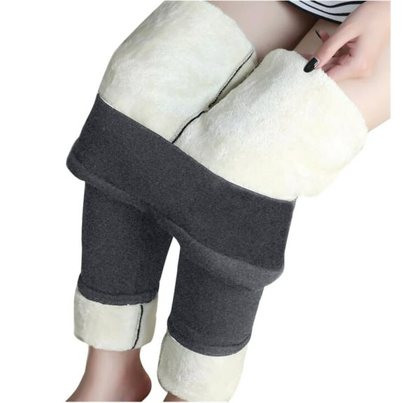WoenderWiz Sherpa Fleece Lined Leggings for Women Warm Thick Leggings High Waist Workout Pants Plus Size Winter Leggings Tights Gray 4XL