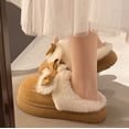thumbnail image 3 of Nuevas zapatillas de mujer de terciopelo con lazo y suela gruesa de tacón plano de otoño e invierno | Zapatillas peludas modernas, sencillas y ligeras., 3 of 5