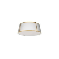 4 Light Flush Mount Ceiling Light, Gold Trapezoid Fixture with White Shade