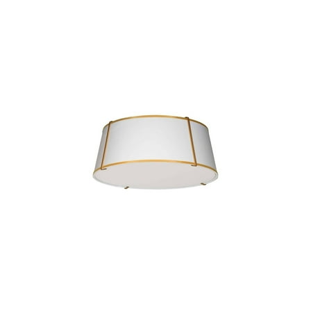 4 Light Flush Mount Ceiling Light, Gold Trapezoid Fixture with White Shade