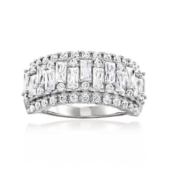 Ross-Simons 2.40 ct. t.w. Baguette and Round CZ Ring in Sterling Silver, Women's, Adult