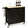 thumbnail image 1 of Costway Modern Rolling Kitchen Cart Island Wood Top Storage Trolley Cabinet Utility, 1 of 10