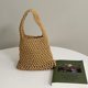 thumbnail image 4 of Bolso de mano mini para mujer, de algodón, tejido a crochet, con asa superior, cordón ajustable, para playa, de red de pesca, 4 of 6
