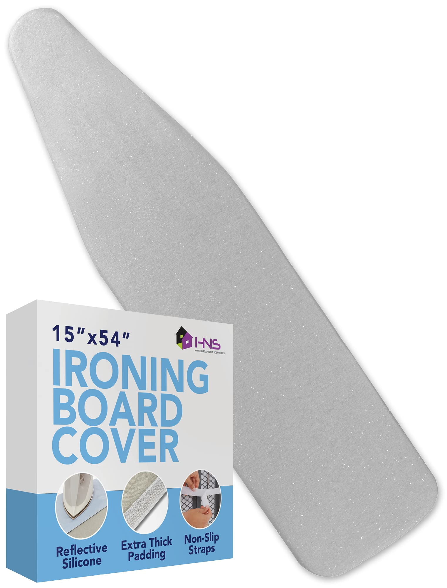 Hold N' Storage Ironing Board Cover and Pad, Large Fits All Standard Sizes 15" x 54" - Gray