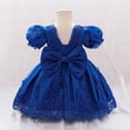thumbnail image 4 of Baby Girl Elegant Lace Dress Toddler Princess Party Gown with Puff Sleeves Embroidered Detailing for Infant Birthday and Formal Events, 4 of 5