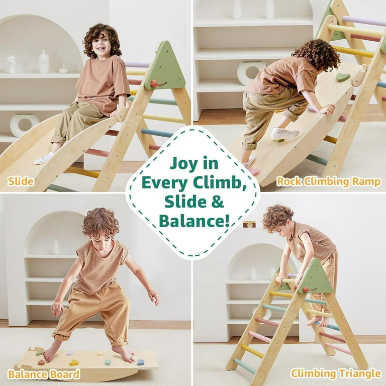 Baby Toys Pikler Triangle Set 7in1 Foldable Baby Climbing Toys