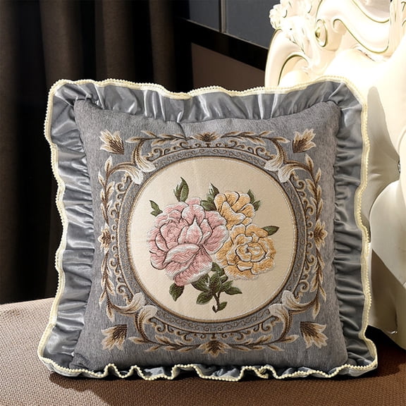 HOARBOEG Cotton Throw Pillow Sofa Hug Pillow Bedroom Lumbar Support Pillow Couch Waist Cushion Backrest Embroidered Pillow