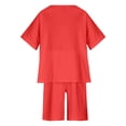 thumbnail image 6 of HAOTAGS Toddler Boys Girls Comfortable 2 Piece Short Sets Solid Color Short Sleeve T-shirt with Matching Shorts Set Red Size 9-10 Years, 6 of 9