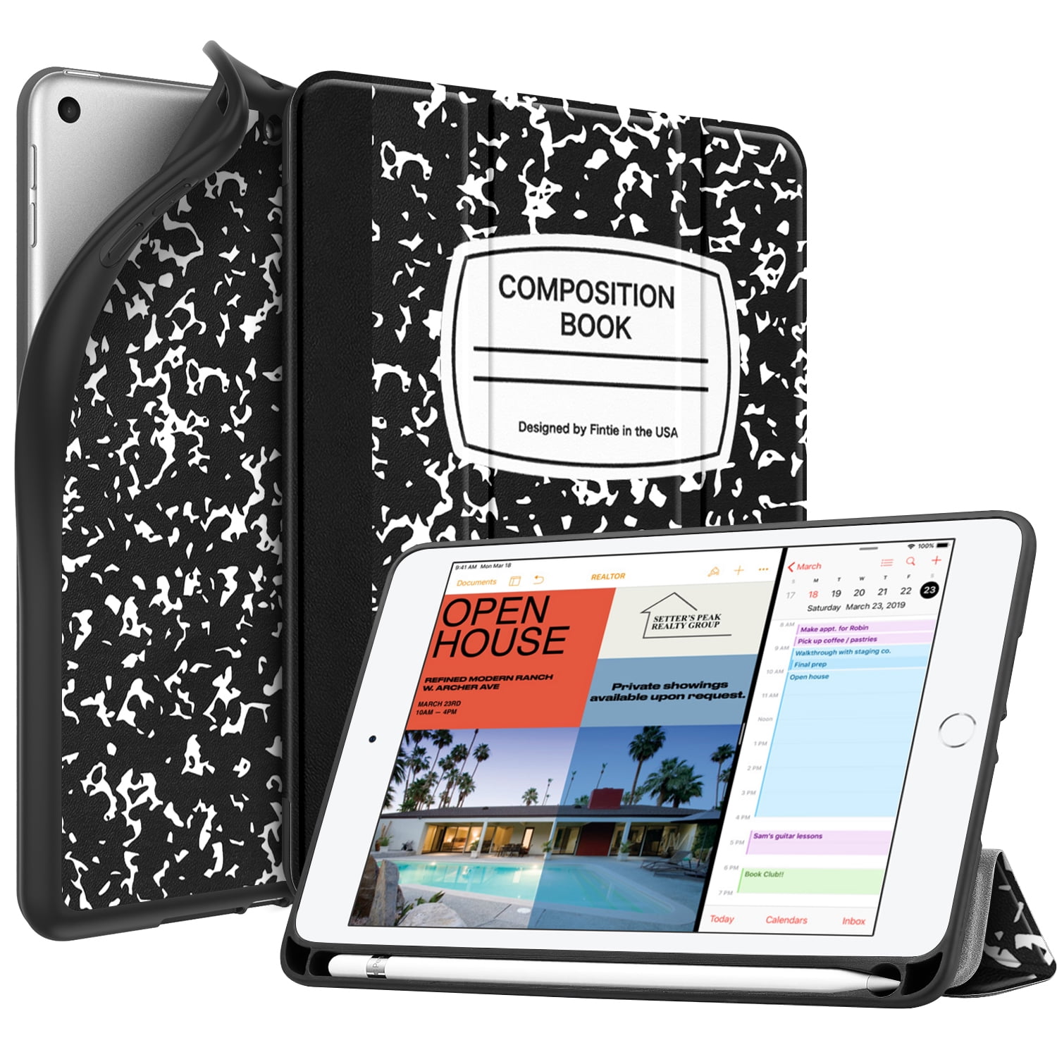 Fintie Case for 7.9" iPad mini 5th Gen 2019 Case - TPU SlimShell Cover with Pencil Holder, Composition Book