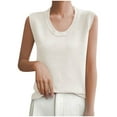 thumbnail image 4 of Zynviq Knitted Tank Tees for Ladies Polyester Scoop Neck Relaxed Fit Sweater Vest Summer Tops for Women 2025 L, 4 of 5