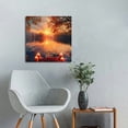 thumbnail image 5 of FANNA Red Maple Sunrise Scenery by the Lake Canvas Wall Art 12x12 in, 5 of 5