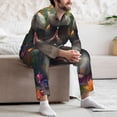 thumbnail image 7 of Lsque Colorful Flower Meditating Hamster Pattern Long Sleeve Pajama Set for Men - Soft 2-Piece Sleepwear and Loungewear Set with Pockets, Comfy Nightwear-X-Large, 7 of 7