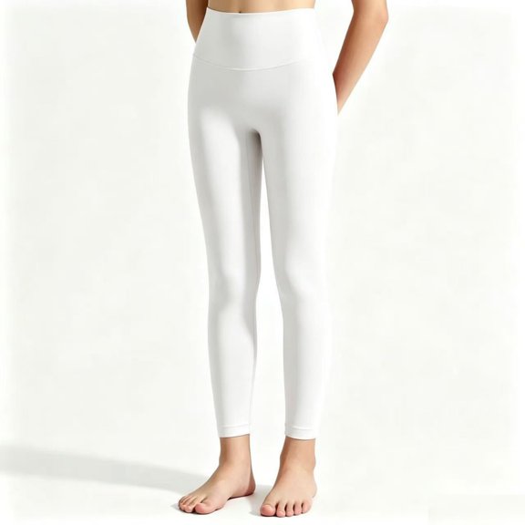 Resicozy Girls Athletic Leggings High Waisted Yoga Pants with Pockets Soft Stretch Fabric, Wide Waistband, for Running Dance Gymnastics Gym3-12 Years White 140