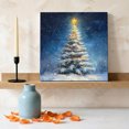 thumbnail image 3 of Ships Next Day Canvas Wall Art 10"x10", Blue Christmas Tree Wood Framed Canvas Print Painting, Xmas Snowflake Star Ready to Hang Small Picture Wall Decor for Home Kitchen Nursery Office, 3 of 9