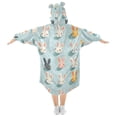 thumbnail image 2 of FORMRS Wearable Blanket Hoodie with Sleeves for Kids Cozy Flannel Sweatshirt, Green Cute Rabbits, 2 of 7