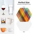 thumbnail image 6 of Yiaed Abstract Watercolors Tartan Print Leather Coasters for Drinks - Cup Coasters Coffee Table Kitchen Table Bar, Home & Office Gifts Handmade Drink Coasters-Hexagon, 6 of 6