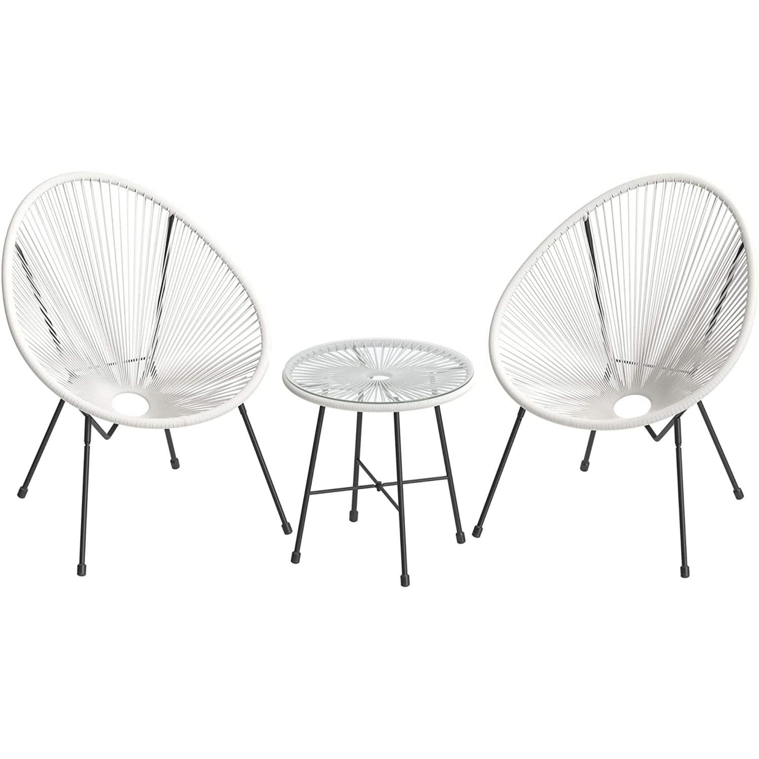 Songmics 3-Piece Acapulco Patio Furniture Set, White