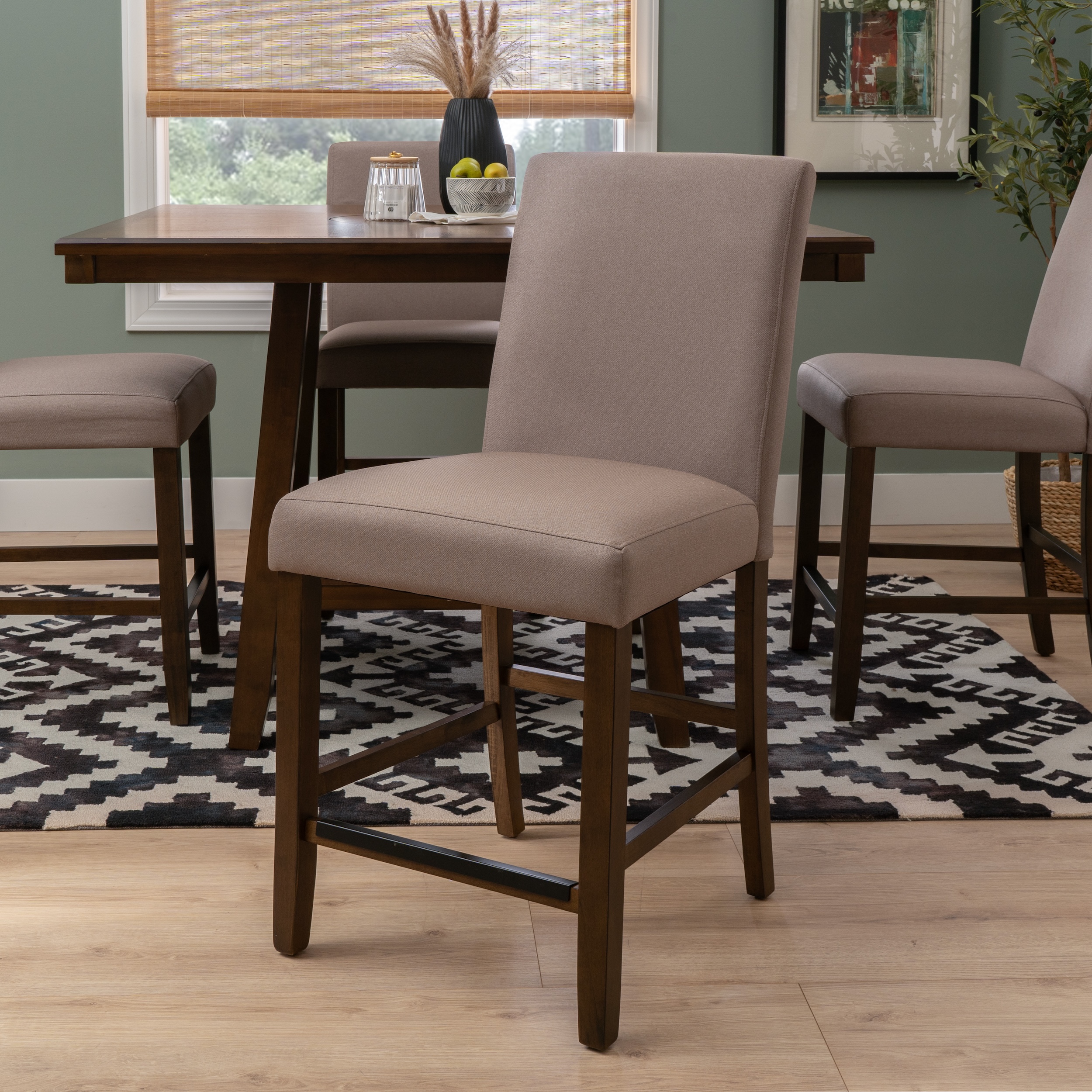 Powell Thewlis 25" Backless Farmhouse Counter Stools, Set of 2, Brown/Tan