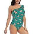 thumbnail image 3 of Gaeub Starfish and Shell Women's One Shoulder Ruffle Tummy Control Swimwear for Swimming Surfing Beach Party - Medium, 3 of 8