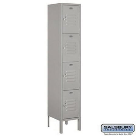 12" Wide Four Tier Standard Metal Locker - 1 Wide - 6 Feet High - 18 Inches Deep - Blue - Assembled