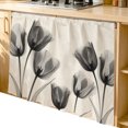 thumbnail image 2 of Vintage Tulip Cabinet Curtain 35"Wx35"L, Dustproof Under Sink Skirt with Self Adhesive Tape, Black Grey Beige Bloom Flower Floral Cabinet Curtain Cover for Kitchen Sink, Bathroom Vanity, Laundry Room, 2 of 9