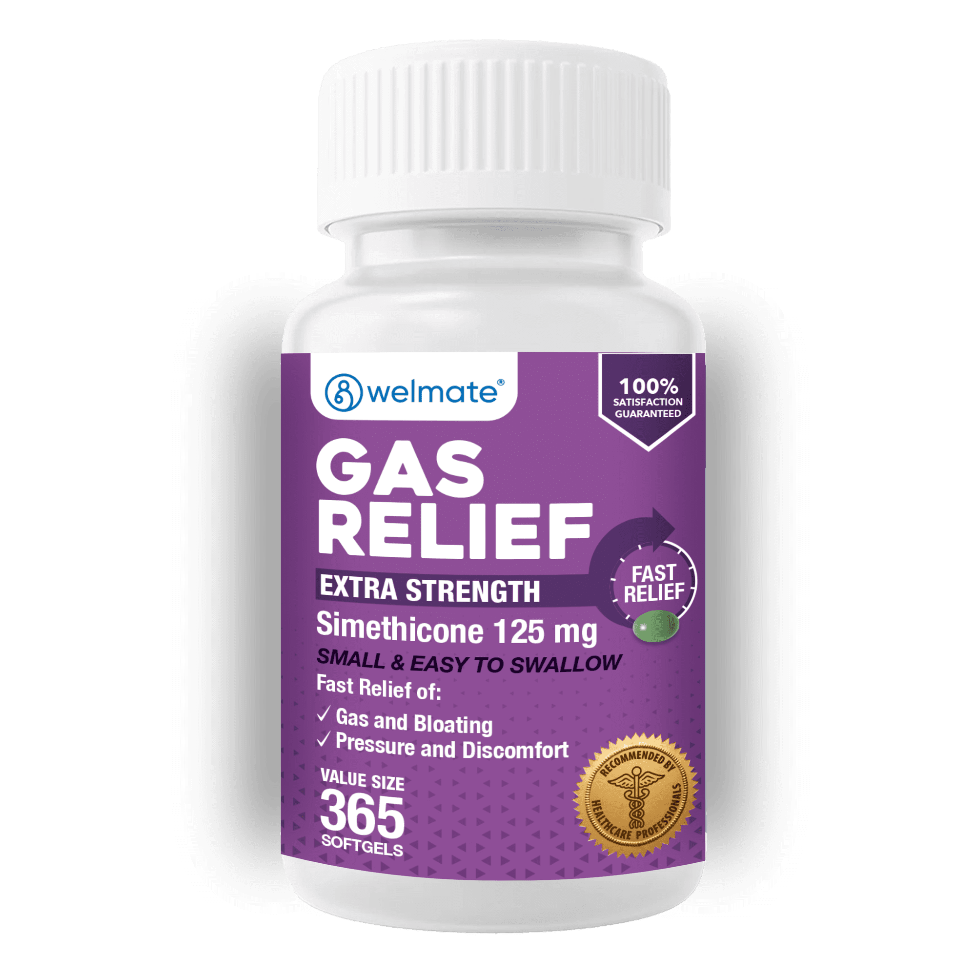 WELMATE Simethicone 125mg Gas Relief Softgels, 365 Count
