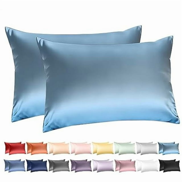 Chenchen 100% Cotton Queen Pillowcases Set of 2, 600 Thread Count Pillow Cases, 20x30 Inches, Super Soft and Breathable Envelope Closure (Flint Blue)