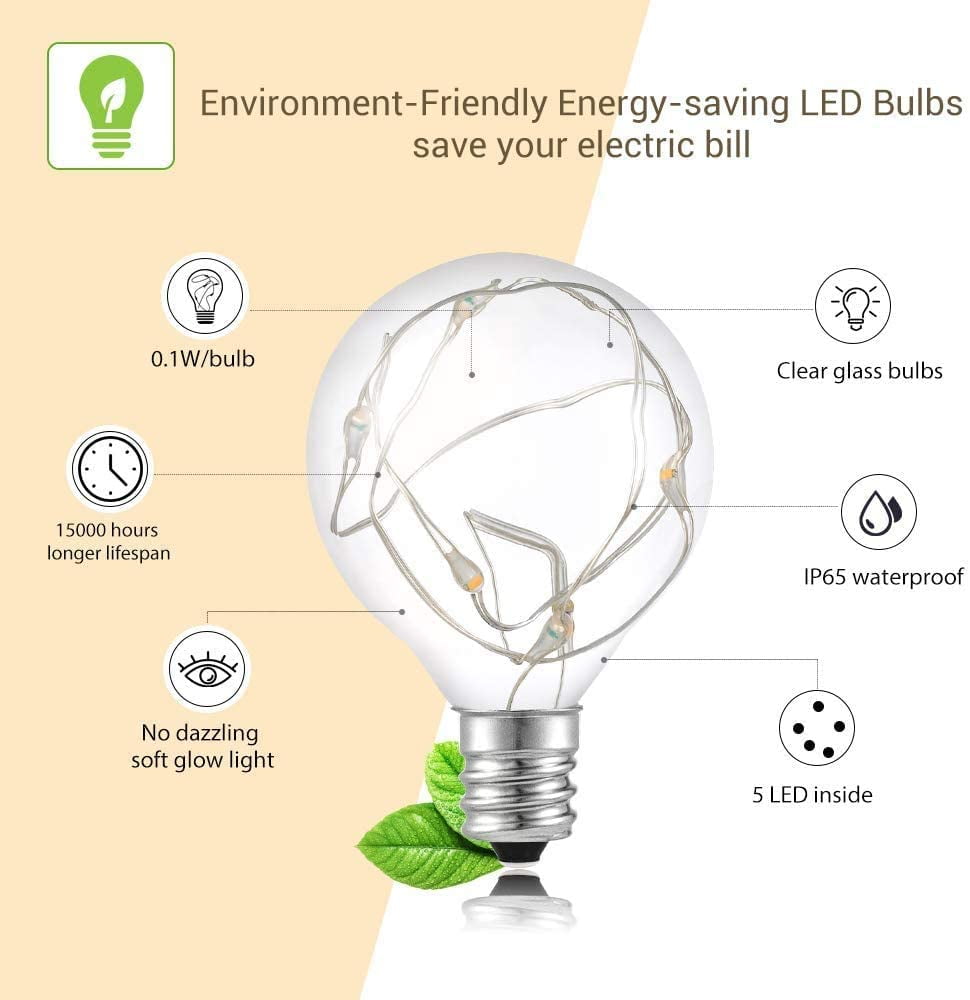 Outdoor String Lights Quntis 39ft G40 Globe Led String Lights With 30 3 Bulbs Waterproof Patio Lights Warm White Patio String Lights Waterproof For Indoor And Outdoor Ul Listed Walmart Com Walmart Com