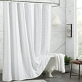 thumbnail image 6 of White Boho Shower Curtain Modern Shabby Chic Textured Tufted Chevron Bathroom Curtains 72'' x 72'', 6 of 6