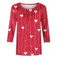 thumbnail image 4 of Womens 3/4 Length Sleeve Tops 2024, Valentines and Casual Fashion Style Shirts Crew Neck Loose-Fitting Blouses, 4 of 4