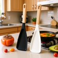 thumbnail image 2 of Fmxomd Cooking Spoon for Non-stick Cookwares, 1Pack Spatula&nbsp;Great for Cooking and Serving Sturdy BPA-Free Silicone, Wood Handle Spoon for Mixing, Scoop, and Scrape (White, 12 inch), 2 of 8