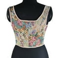 thumbnail image 3 of DJskiyers Womens Vintage Bustier Corset Top Linen Lace up Corsets Floral Boned Crop Tops Renaissance Bodyshaper, 3 of 7