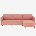 thumbnail image 2 of 107.8'' Large Size 3 Seater Sofa Couch, L-Shaped Sofas with Movable Ottoman, Arm with Pockets,Modern Fabric Couches for Living Room, Apartment, Office (Red), 2 of 11