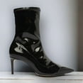 thumbnail image 4 of Schutz Luh Black Patent Stretch Fitted Pull On Pointed Toe Stiletto Ankle Boots (Black, 6.5), 4 of 4